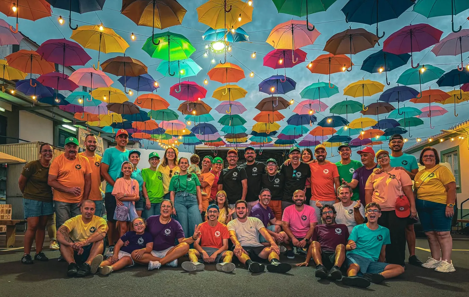 Community gathering during the Holy Spirit festivities at Império do Arco in Terceira